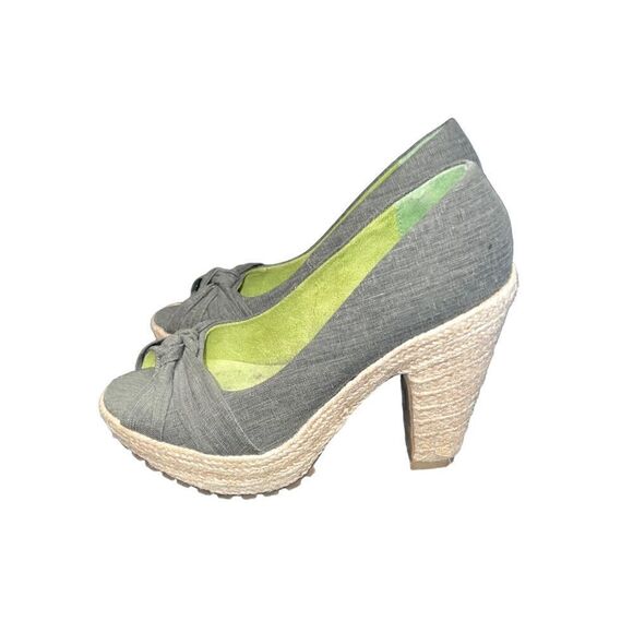 Blowfish wedges career gray with knot accent peep toe Size 9 1/2 - Picture 7 of 9